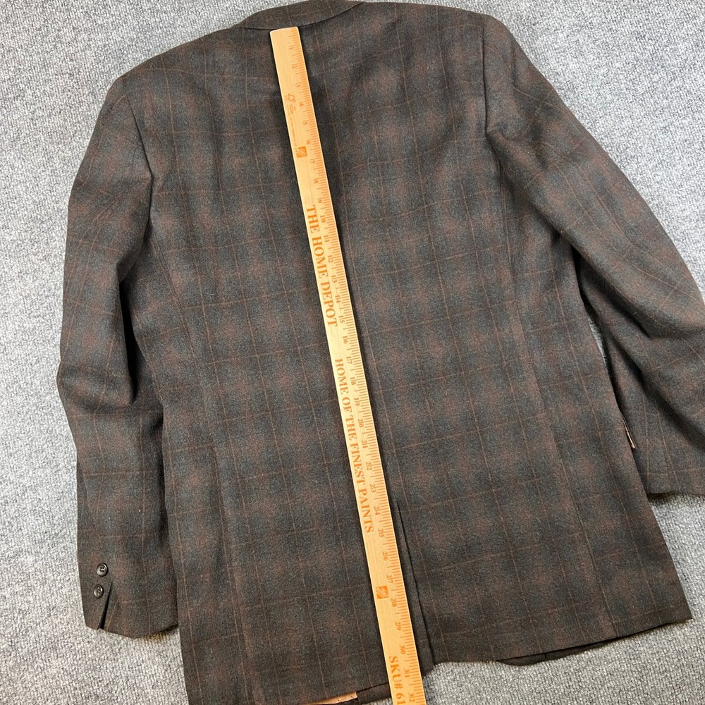 Vintage 50s Pennys Blazer Mens 42R Brown Shadow Plaid 3 Button Union Made in USA - Picture 12 of 14
